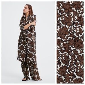 Zara Floral Side Split Hem Shirt Dress/ Tunic sz M